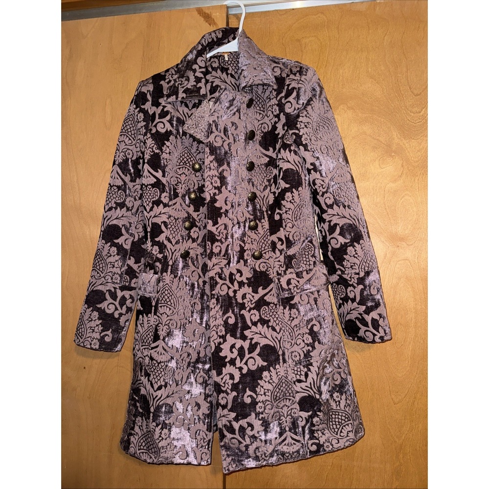 FREE PEOPLE Downtown BrocadeTapestryPeacoat in Dusty Purple Size 4